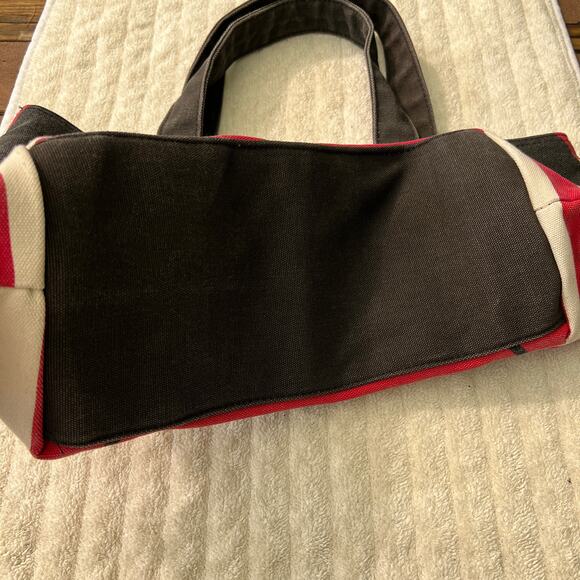 Disney Store Minnie Mouse Canvas Tote Bag Red Striped Polka Dot Lined One Size - Picture 7 of 9